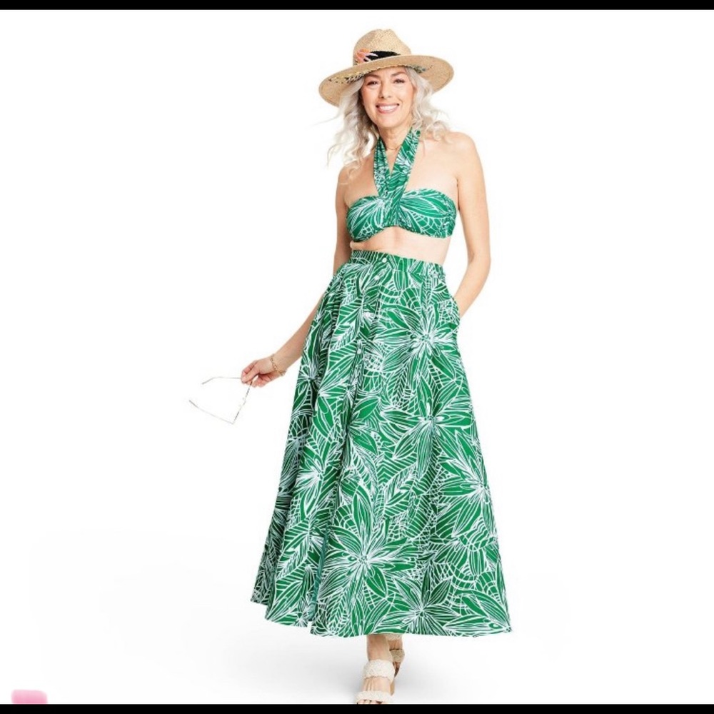 Women's Linear Floral Print Maxi Skirt - Tabitha Brown for Target Green